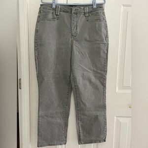 NYDJ RELAXED STRAIGHT JEANS. Light gray/green. Size 14. Waist 34”, inseam 27”.